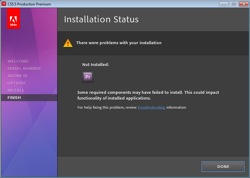 Re: Installation error for Adobe CS 5.5 into my Al... - Adobe